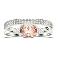 thumbnail image 1 of Gorgeous Art Nouvea 2.40 Carat Oval Cut Morganite And Diamond Moissanite Affordable Engagement Ring, Dainty Morganite Wedding Ring, Trio Rings Set In 925 Sterling Silver With 18K White Gold Plating, 1 of 4