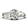 thumbnail image 1 of Gorgeous Art nouvea 1.50 Carat Oval Cut Diamond Moissanite Twirled Style Engagement Ring, Wedding Ring in 10k Solid White Gold, Gift For Her Promise Ring, Silver, White Gold, 1 of 3