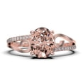 thumbnail image 1 of Gorgeous Art nouvea 1.50 Carat Oval Cut Morganite And Diamond Moissanite Twirled Style Engagement Ring, Wedding Ring in 10k Solid Rose Gold, Gift For Her Promise Ring, Silver, Rose Gold, 1 of 3