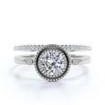 thumbnail image 1 of Gorgeous Art nouvea 1.60 Carat Round Cut Diamond Moissanite Engagement Ring, Boho Moissanite Wedding Ring, One Matching Band in 10k Solid White Gold, Gift For Her, Promise Ring, Anniversary Gift, 1 of 3