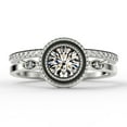 thumbnail image 1 of Gorgeous Art nouvea 1.60 Ct Round Cut Diamond Moissanite Engagement Ring, Boho Moissanite Wedding Ring, One Matching Band in 925 Sterling Silver With 18k White Gold Plating Gift For Her, 1 of 4
