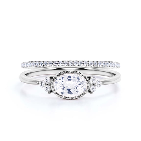 Gorgeous Art nouvea 1.90 Carat Oval Cut Diamond Moissanite Affordable Engagement Ring, Dainty Moissanite Wedding Ring, Bridal Rings Set in 925 Sterling Silver With 18k White Gold Plating Gift For Her