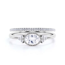 Gorgeous Art nouvea 1.90 Carat Oval Cut Diamond Moissanite Affordable Engagement Ring, Dainty Moissanite Wedding Ring, One Matching Band in 10k Solid White Gold Gift For Her, Promise Ring