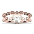 thumbnail image 1 of Gorgeous Art nouvea 1.90 Carat Oval Cut Diamond Moissanite Affordable Engagement Ring, Moissanite Wedding Ring, One Matching Band in 10k Solid Rose Gold Gift For Her, Promise Ring, 1 of 4