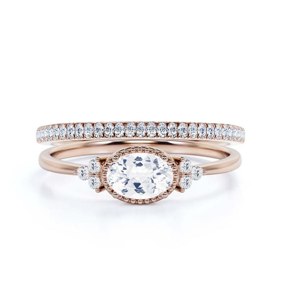 Gorgeous Art nouvea 1.90 Carat Oval Cut Diamond Moissanite Affordable Engagement Ring, Moissanite Wedding Ring, One Matching Band in 10k Solid Rose Gold Gift For Her, Promise Ring, Anniversary Gift