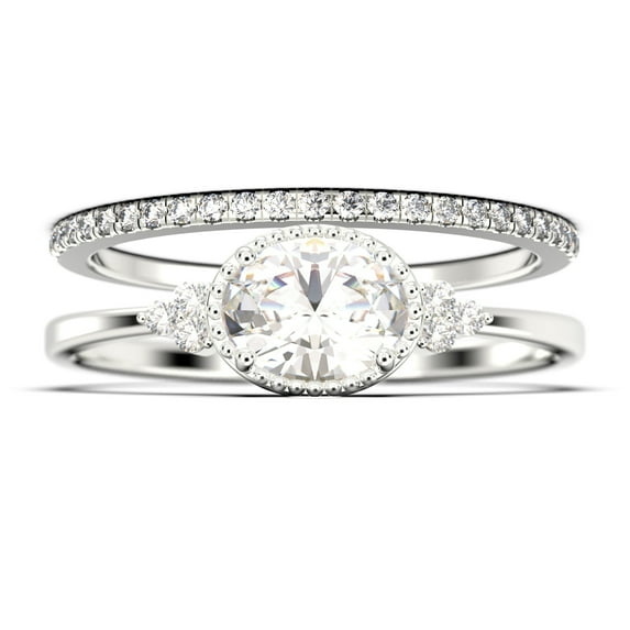 Gorgeous Art nouvea 1.90 Carat Oval Cut Diamond Moissanite Engagement Ring, Dainty Diamond Moissanite Wedding Ring, Bridal Rings Set in 925 Sterling Silver With 18k White Gold Plating