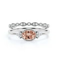 thumbnail image 1 of Gorgeous Art nouvea 1.90 Carat Oval Cut Morganite And Diamond Moissanite Affordable Engagement Ring, Dainty Morganite Wedding Ring, Bridal Rings Set in 925 Sterling Silver With 18k White Gold Plating, 1 of 3