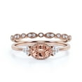 thumbnail image 1 of Gorgeous Art nouvea 1.90 Carat Oval Cut Morganite And Diamond Moissanite Affordable Engagement Ring, Moissanite Wedding Ring, One Matching Band in 10k Solid Rose Gold Gift For Her, Promise Ring, 1 of 3