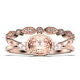 thumbnail image 1 of Gorgeous Art nouvea 1.90 Carat Oval Cut Morganite And Diamond Moissanite Engagement Ring, Dainty Morganite Wedding Ring, One Matching Band in 925 Sterling Silver With 18k Rose Gold Plating, 1 of 3