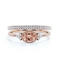 thumbnail image 1 of Gorgeous Art nouvea 1.90 Carat Oval Cut Morganite And Diamond Moissanite Engagement Ring, Dainty Morganite Wedding Ring, One Matching Band in 925 Sterling Silver With 18k Rose Gold Plating, 1 of 3