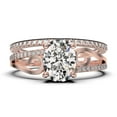 thumbnail image 1 of Gorgeous Art nouvea 2.00 Carat Oval Cut Diamond Moissanite Twirled Style Engagement Ring, Wedding Ring in 10k Solid Rose Gold, Gift For Her Silver, Rose Gold, Bridal Set, Anniversary, 1 of 4