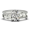 thumbnail image 1 of Gorgeous Art nouvea 2.00 Carat Oval Cut Diamond Moissanite Twirled Style Engagement Ring, Wedding Ring in 10k Solid White Gold, Gift For Her Silver, White Gold, Bridal Set, Anniversary, 1 of 4