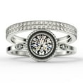 thumbnail image 1 of Gorgeous Art nouvea 2.10 Ct Round Cut Diamond Moissanite Engagement Ring, Boho Moissanite Wedding Ring, Two Matching Band in 925 Sterling Silver With 18k White Gold Plating Gift For Her, 1 of 4