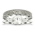 thumbnail image 1 of Gorgeous Art nouvea 2.40 Carat Oval Cut Diamond Moissanite Affordable Engagement Ring, Dainty Diamond Moissanite Wedding Ring, Trio Rings Set in 925 Sterling Silver With 18k White Gold Plating, 1 of 4