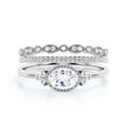 thumbnail image 1 of Gorgeous Art nouvea 2.40 Carat Oval Cut Diamond Moissanite Affordable Engagement Ring, Dainty Moissanite Wedding Ring, Trio Rings Set in 925 Sterling Silver With 18k White Gold Plating Gift For Her, 1 of 3