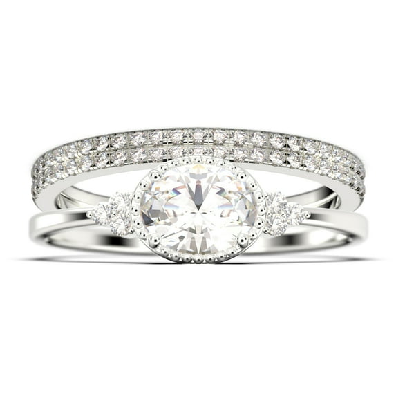 Gorgeous Art nouvea 2.40 Carat Oval Cut Diamond Moissanite Affordable Engagement Ring, Dainty Diamond Moissanite Wedding Ring, Two Matching Band in 10k Solid White Gold Gift For Her, Promise Ring