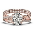 thumbnail image 1 of Gorgeous Art nouvea 2.50 Carat Oval Cut Diamond Moissanite Twirled Style Engagement Ring, Wedding Ring in 925 Sterling Silver With 18k Rose Gold Plating Gift For He, Trio Set, 1 of 4