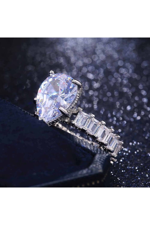 Gorgeous Big Pear Shape Engagement Ring Square CZ Promise Ring Best Proposal Ring