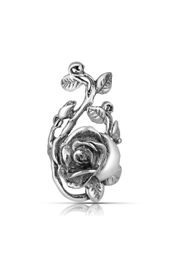 Gorgeous Big Rose/Flower Leaf Vine .925 Silver Ring for Women -9