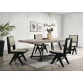 thumbnail image 1 of Gorgeous Black Dining Room Furniture Metal Base Dining Table 4x Side Chairs Light Gray Upholstery 5pc Dining Set, 1 of 5