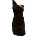 thumbnail image 1 of Gorgeous Black One Shoulder Satin Dress With sequin Cup Size Small, 1 of 6