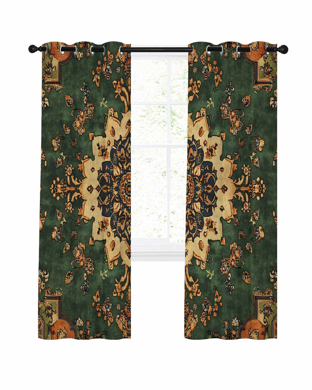 Gorgeous Blackout Curtains for Bedroom Living Room, Gorgeous Decoration Bohemian Pattern 39 In Long Thermal Insulated Room Darkening Drapes Grommet Window Treatments, 27.5 x 39 In