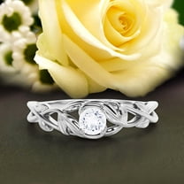 Gorgeous Boho & hippie 0.50 Carat Round Cut Diamond Moissanite Leaf Inspired Engagement Ring, Wedding Ring in10k Solid White Gold, Gift For Her, Promise Ring, Anniversary Ring