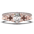 thumbnail image 1 of Gorgeous Boho & hippie 2.00 Carat Oval Cut Vintage Look Diamond Moissanite Engagement Ring Set, Wedding Ring in 925 Sterling Silver With 18k Rose Gold Plating Gift For Her, Promise Ring, 1 of 4