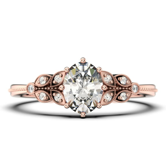 Gorgeous Boho & hippie 2.00 Carat Oval Cut Vintage Look Diamond Moissanite Engagement Ring Set, Wedding Ring in 925 Sterling Silver With 18k Rose Gold Plating Gift For Her, Promise Ring