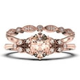 thumbnail image 1 of Gorgeous Boho & hippie 2.00 Carat Oval Cut Vintage Look Morganite And Diamond Moissanite Engagement Ring Set, Wedding Ring in 925 Sterling Silver With 18k Rose Gold Plating Gift For Her, Promise Ring, 1 of 3