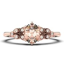 Gorgeous Boho & hippie 2.00 Carat Oval Cut Vintage Look Morganite And Diamond Moissanite Engagement Ring Set, Wedding Ring in 925 Sterling Silver With 18k Rose Gold Plating Gift For Her, Promise Ring