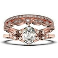 thumbnail image 1 of Gorgeous Boho & hippie 2.25 Carat Oval Cut Vintage Look Diamond Moissanite Engagement Ring Set, Wedding Ring in 10k Solid White Gold, Gift For Her, Promise Ring, Trio set, 1 of 4