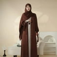 thumbnail image 1 of Gorgeous Bow Tie Sleeve Diamond Satin Set Islamic Elegant Dresses Long Sleeve Arabian Pocket Women Abaya, 1 of 7
