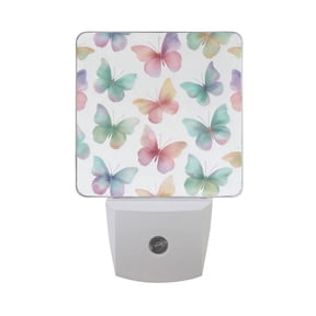 Gorgeous Butterflies LED Night Light Sensor Lamp Plug-in Adjustable Brightness 2 Pack
