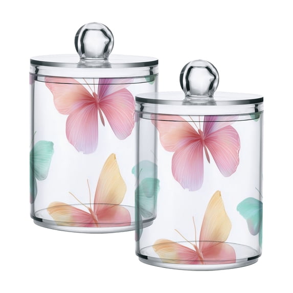 Gorgeous Butterflies Translucent Plastic Cans Storage Canisters with Lid Set of 2