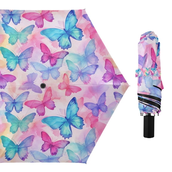 Gorgeous Butterfly Compact Sun Umbrella Windproof Travel Umbrellas for Rain Strong Portable UV Protection