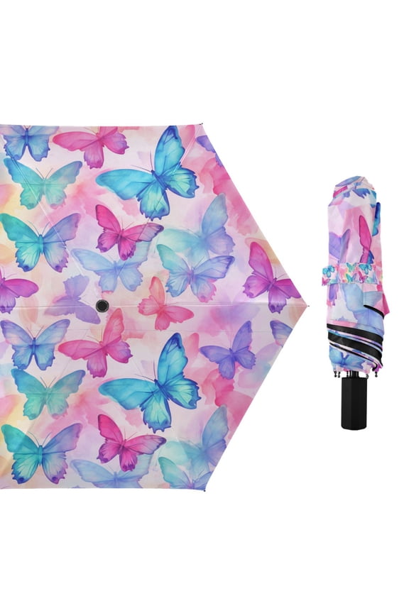 Gorgeous Butterfly Compact Sun Umbrella Windproof Travel Umbrellas for Rain Strong Portable UV Protection