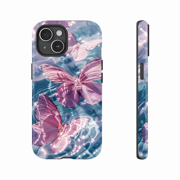 Gorgeous Butterfly Design Phone Case for Women - Durable Clear Case with Shimmering Watermark Effect, Compatible with iPhone 11/12/13/14/15/16 (Pro Max/Plus)
