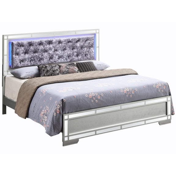 Gorgeous Champagne Glamour Bed, 57" H X W 79" D, Spacious & Cozy, , Assembly Needed, Matches Decor Stunning Silver 57"x79"x57", Comfortable, Build, Required For Home