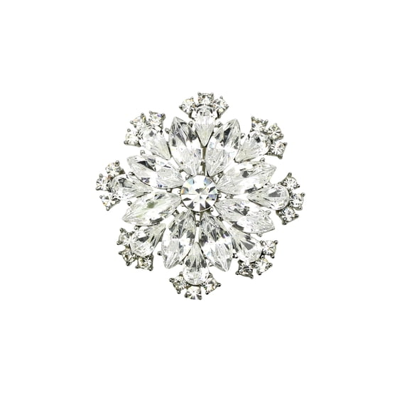Gorgeous Clear Crystal Floral Pin Brooch