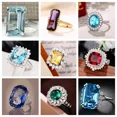 thumbnail image 1 of Gorgeous Colored Cubic Zirconia Rings for Lady Wedding Anniversary Party Fashion Elegant Accessories Gift Trendy Jewelry, 1 of 2