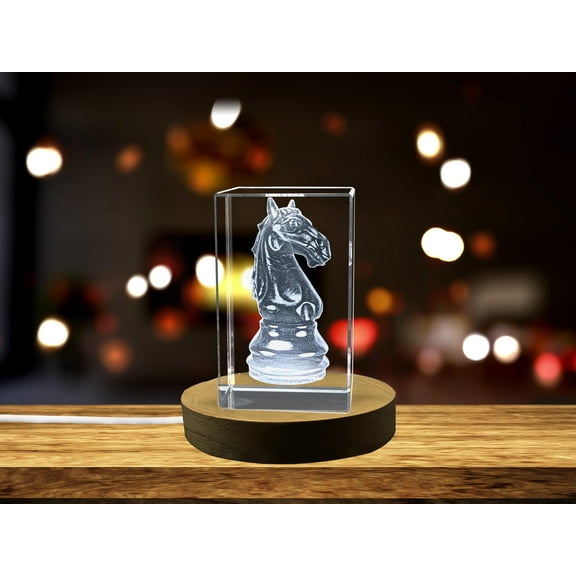 Gorgeous Crystal Chess Knight Gift | 3D Engraved Chessman Figurine