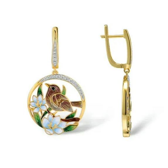 Gorgeous Cubic Zircon 18k Yellow Gold Plated Drop Earrings Party Jewelry A Pair