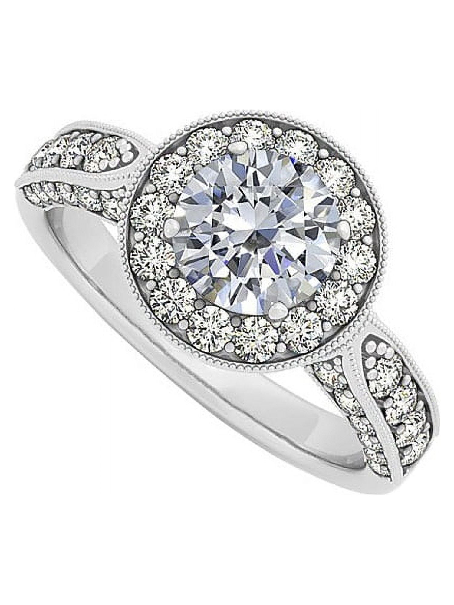 Gorgeous Cubic Zirconia Ring in 14K White Gold Perfect Design - Main Image