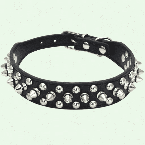 Gorgeous Design Leather Dog Collar with Spikes and Studs for Daily Activities,Black,XL:(Neck 18-20.5")