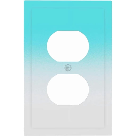 Gorgeous Elegant Layered Aqua Teal/Turquoise Blue Ombre Gradient Greyish White 1-Gang Duplex Receptacle Wall Plate Jumbo Electrical Outlet Decorator Light Switch Faceplate Plug Socket Cover