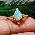thumbnail image 1 of Gorgeous Ethiopian Opal Engagement Ring-Designer Fire Opal Halo Ring With Citrine-Opal Vintage Wedding Ring-925 Sterling Silver Jewelry-R707, 1 of 12