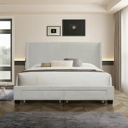Gorgeous  Exquisite Queen Size Modern and Vintage Combination Upholstered Linen Adjustable Bed Frame for Stunning Visual Appeal and Ultimate Comfort