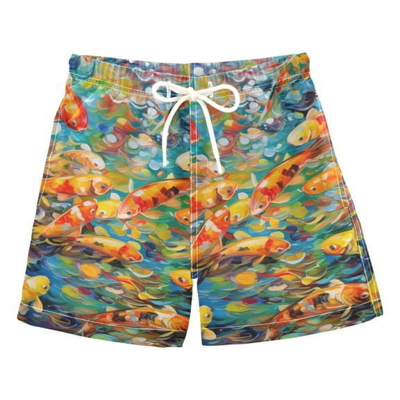 Gorgeous Fish Colorful Boys Swim Trunks Quick Dry Boy Swim Shorts for 3-14 Years