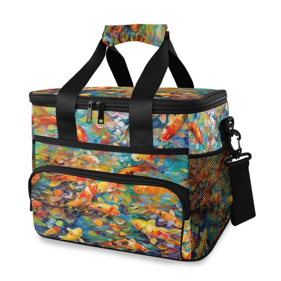 Gorgeous Fish Colorful Insulated Lunch Bag 15L Cooler Box for Women Men Work Camping Beach Travel